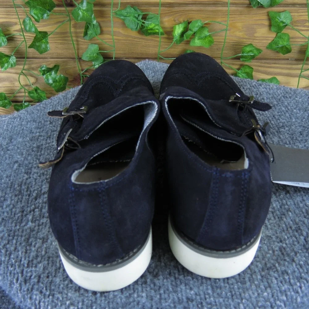 ZARA Men's‎ Casual Shoes Navy Blue Suede Double Monk Strap Size 11 M